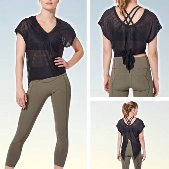 LULULEMON Ahead By Miles Short Sleeve Sz 6 Black - Picture 1 of 6